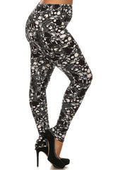 Knitted Skull Pattern Print Full Length Leggings 