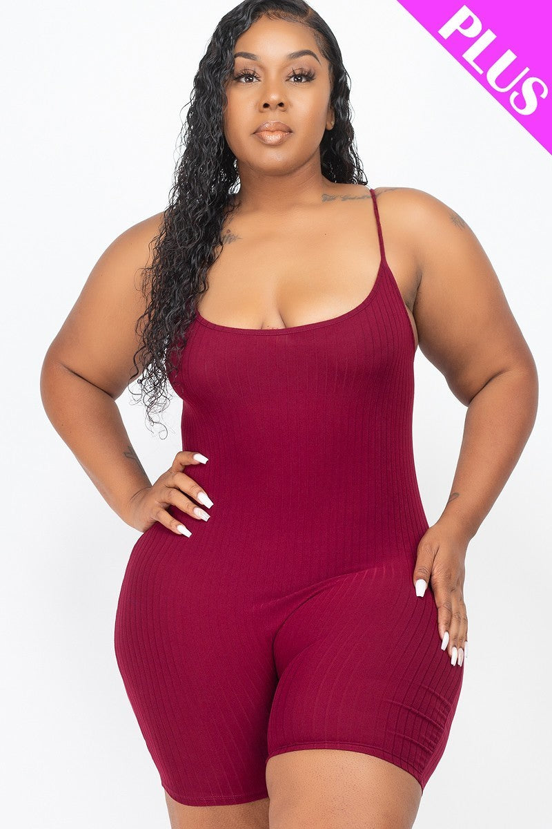 Plus Size Ribbed Knit Bodycon Romper