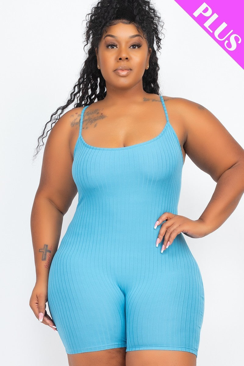 Plus Size Ribbed Knit Bodycon Romper