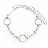 Durable Circle 2 Line Rhinestone Women's Chain Belt
