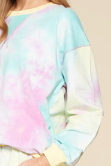 Lemon Purple Tie-dye Printed Women's Jersey Top