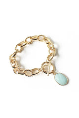 Rhinestone Pearl Bead Toggle Clasp Bracelet