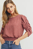 Smocked Band Women's Top Puff Sleeve