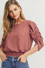 Smocked Band Women's Top Puff Sleeve
