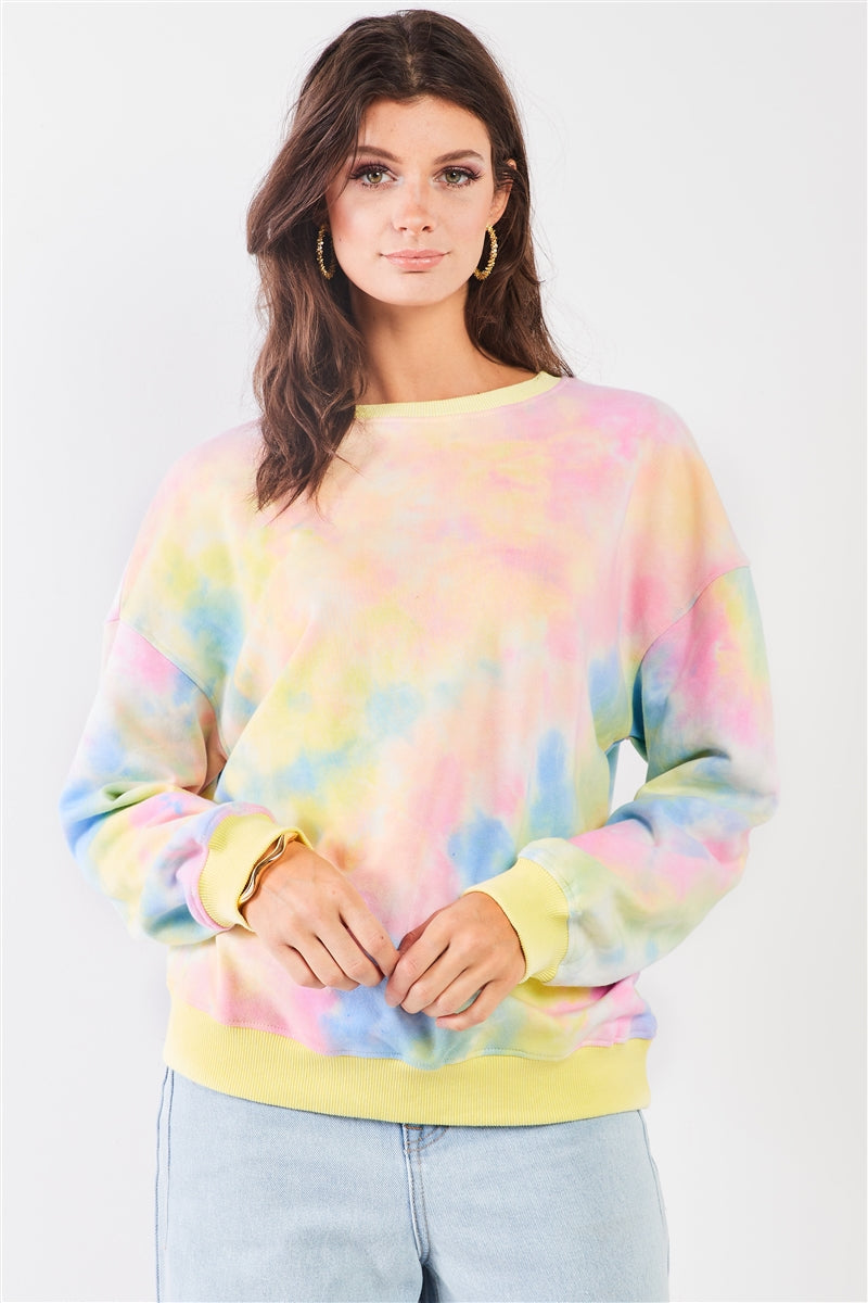 Multi-color Tie-dye Print Oversized Women's Sweatshirt