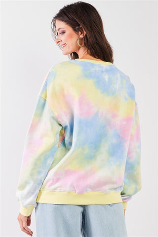 Multi-color Tie-dye Print Oversized Women's Sweatshirt