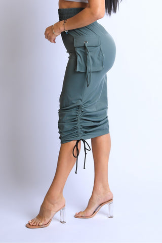 Olive Windbreaker Skirt