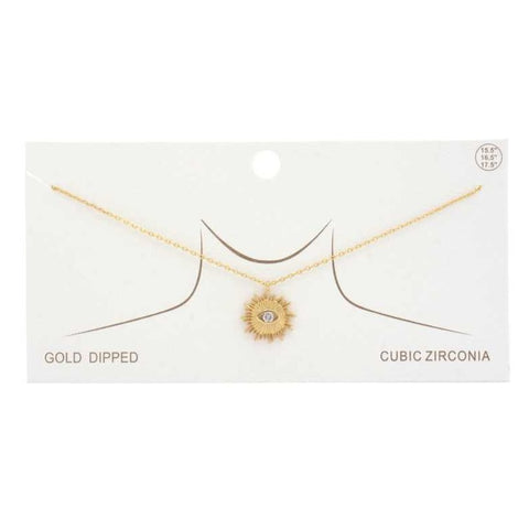 Evil Eye Sun Charm Dipped Necklace - Gold
