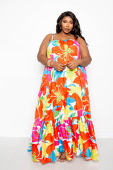 Multi-color Printed Voluminous Women's Maxi Dress