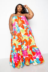 Multi-color Printed Voluminous Women's Maxi Dress