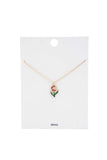 Flower Charm Necklace - Green & Red