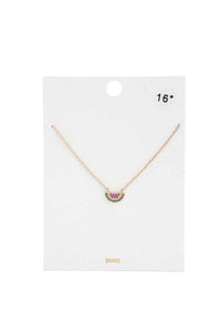 Watermelon Slice Charm Necklace - Green & Red