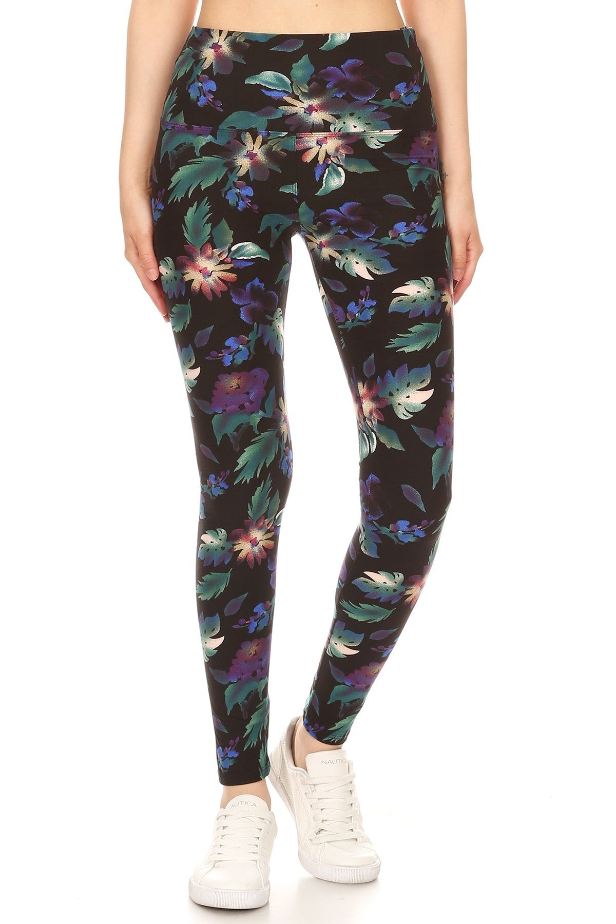 Yoga Style Floral Printed Knit Legging