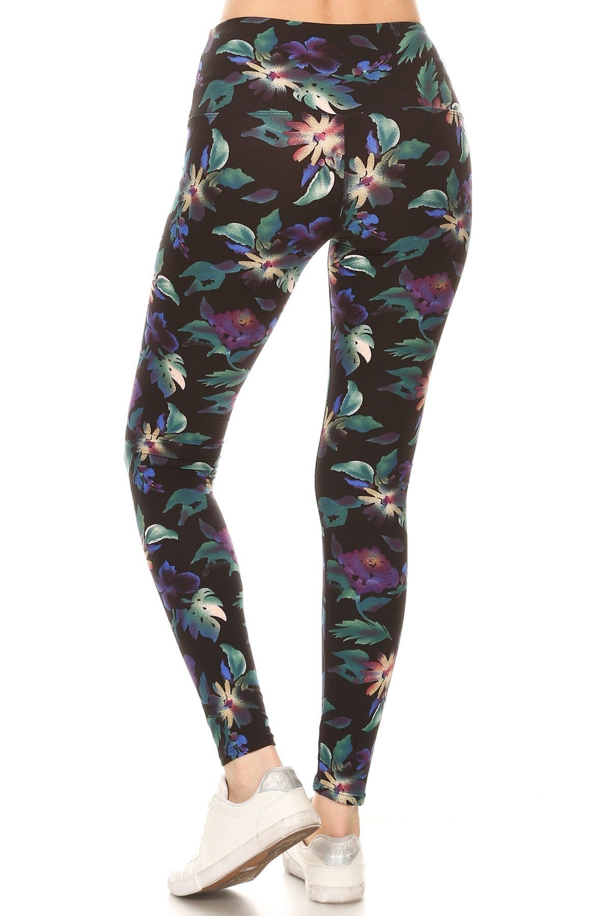 Yoga Style Floral Printed Knit Legging