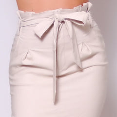 High Waisted Pleated & Belted Women's Mini Skirt