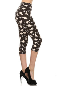 Dinosaur Printed Women's Capri Legging
