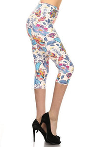 Floral Printed Knit Capri Women's Legging