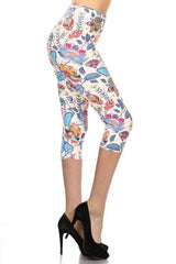 Floral Printed Knit Capri Women's Legging