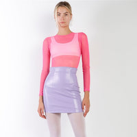 Lavender Faux Leather High Waist Women's Mini Skirt