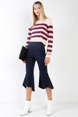 Navy High Waisted Retro Bell Bottom Women's Flare Pants