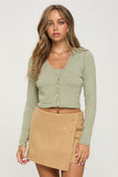 Faux Pearl Crop Women's Top And Cardigan Set