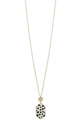 Long Hexagon Leopard Pendant Necklace