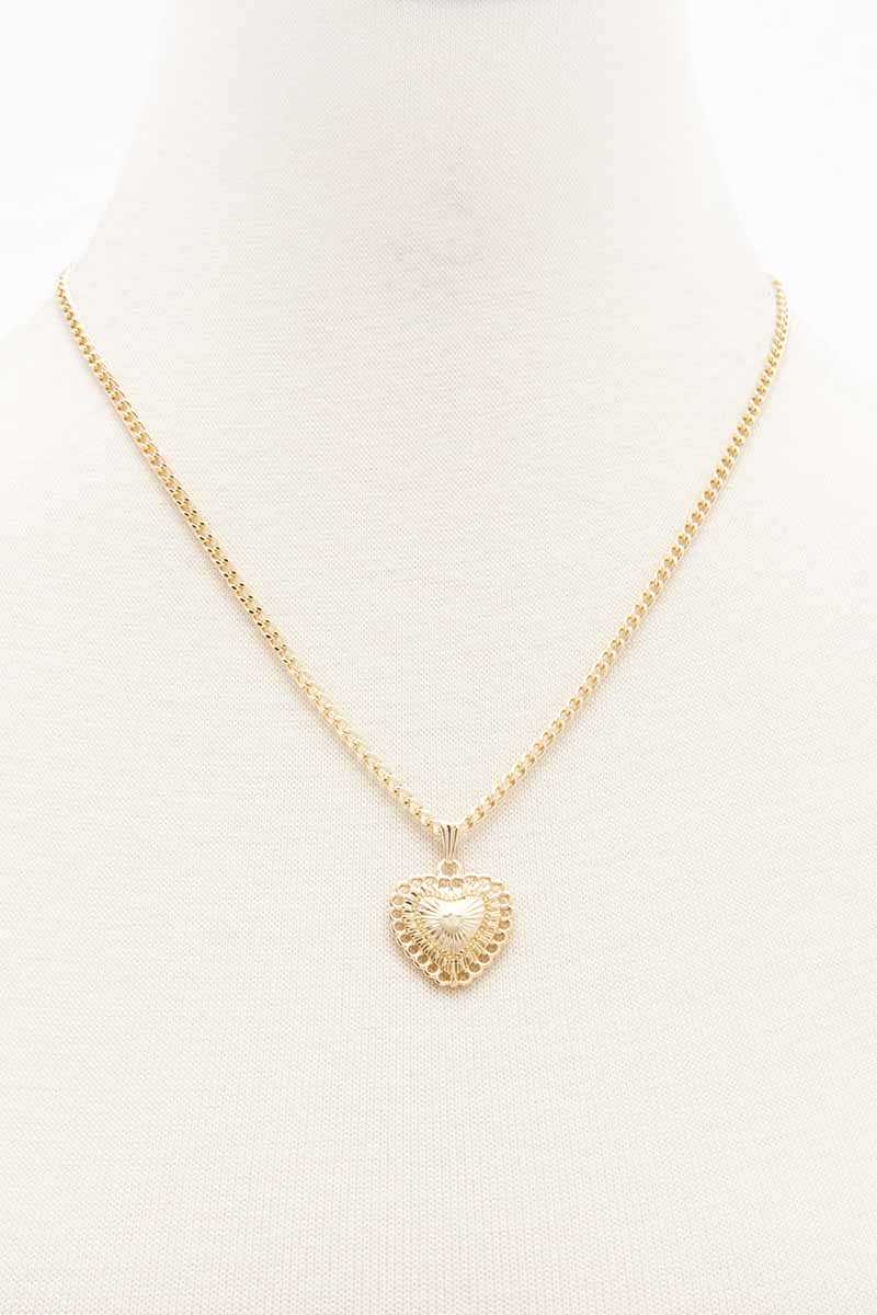 Gold Metal Heart Pendant Women's Necklace