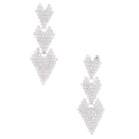 Triple Rhinestone Heart Women's Earring