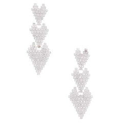 Triple Rhinestone Heart Women's Earring