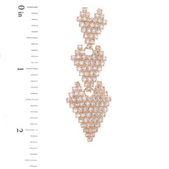 Triple Rhinestone Heart Women's Earring