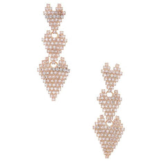 Triple Rhinestone Heart Women's Earring