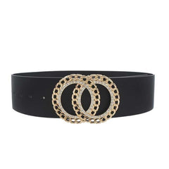 Double Circle Chain And Rhinestone Trim Belt