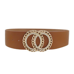 Double Circle Chain And Rhinestone Trim Belt