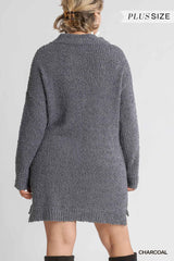 High Cowl Neck Long Sleeve Women's Sweater Dress