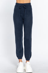 Drawstring Women's Sweater Long Pants