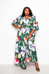 Puff Sleeve Button Front Women's Dress