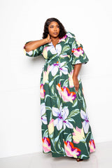 Puff Sleeve Button Front Women's Dress