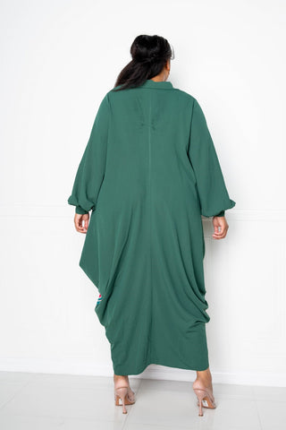Print Drapey Shirt Maxi Women's Dress