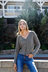 Moss Long Sleeve Knit Button-front Combo Women's Cardigan