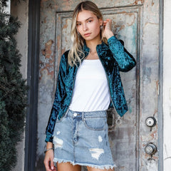 Denim Asymmetrical Trim Hem Women's Mini Skirt