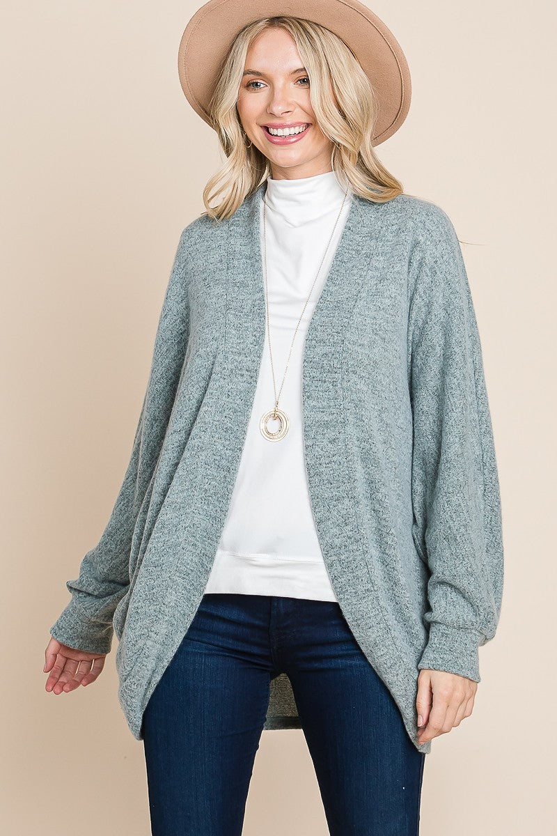 Two Tone Warm And Cozy Circle Women's Cardigan With Pockets