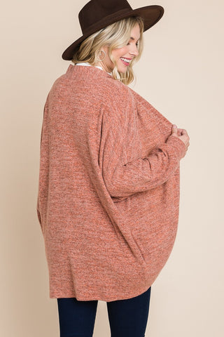 Two Tone Warm And Cozy Circle Women's Cardigan With Pockets