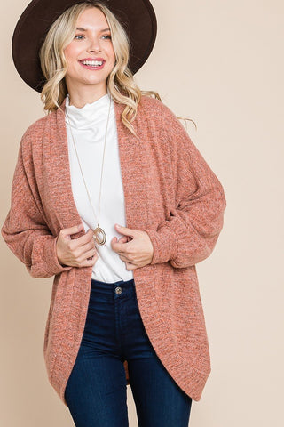 Two Tone Warm And Cozy Circle Women's Cardigan With Pockets