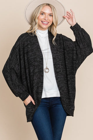Two Tone Warm And Cozy Circle Women's Cardigan With Pockets