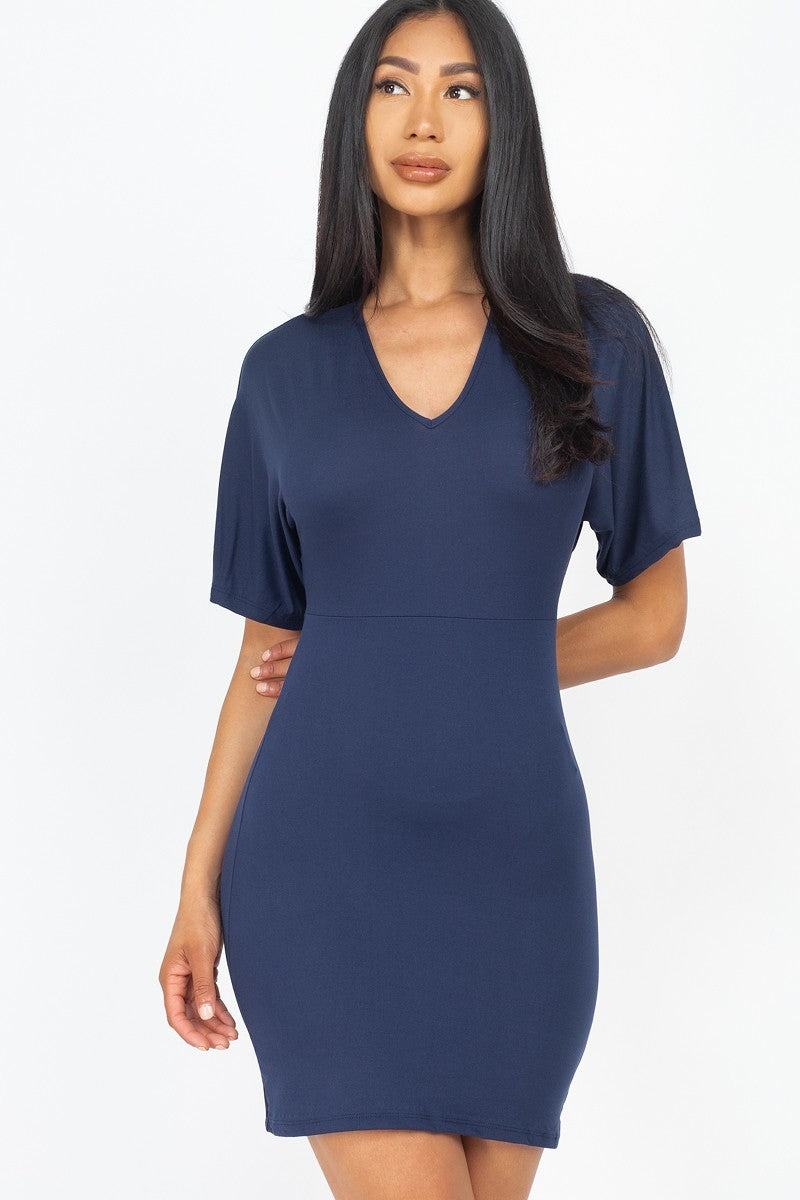 Dolman Sleeves Solid Women's Mini Dress