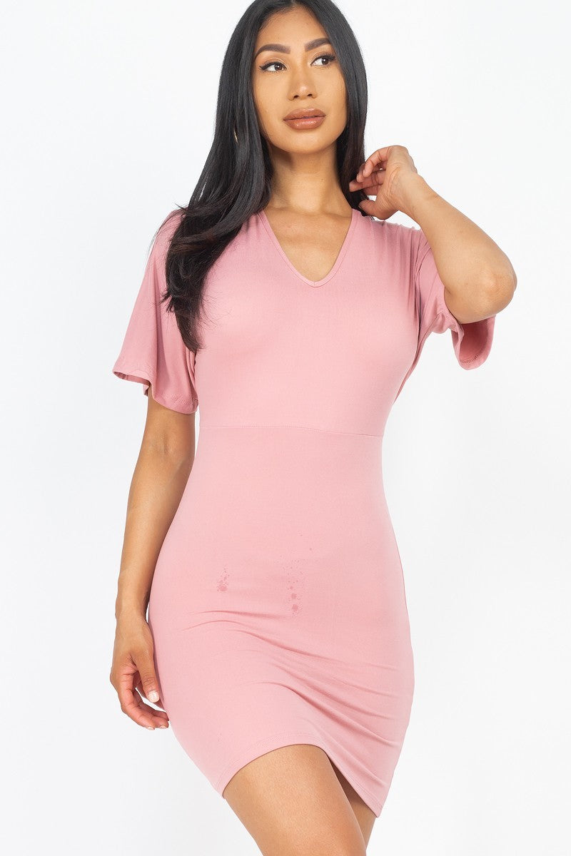 Dolman Sleeves Solid Women's Mini Dress