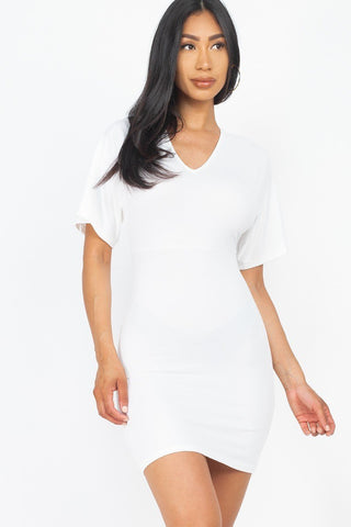 Dolman Sleeves Solid Women's Mini Dress
