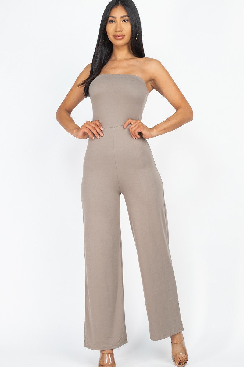 Solid Strapless Jumpsuit for Women