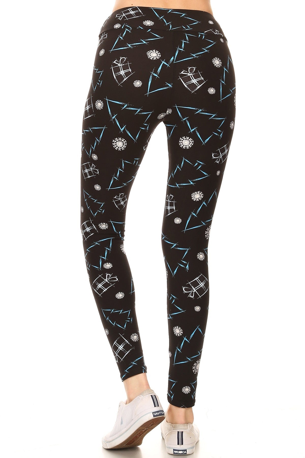 Yoga Style Banded Lined Tree Printed Knit Legging With High Waist