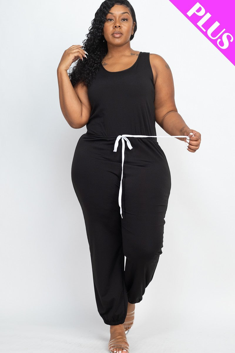 Plus Elasticized Waist Jogger Jumpsuit